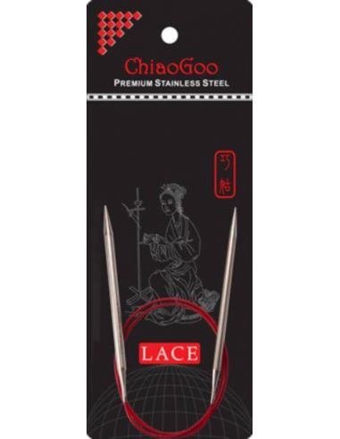 Aiguilles circulaires fixes métal Red lace 40cm taille 1,5