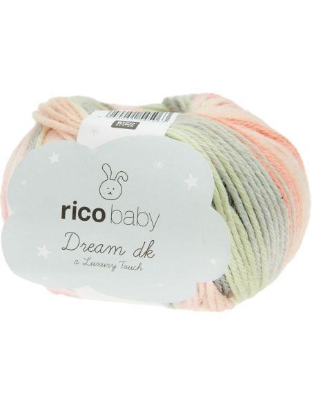 Pelote Rico baby dream dk saumon-gris