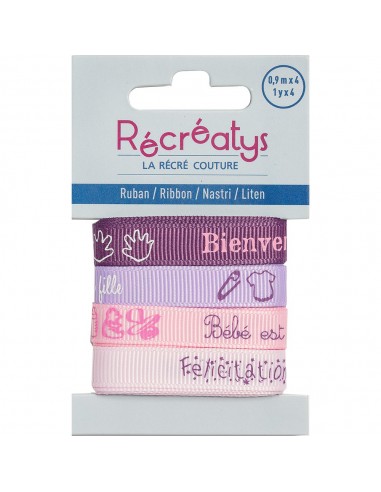 Carte de 4 rubans Message - Girls Birth