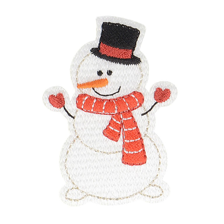 Patch Thermocollant Bonhomme De Neige Pain D’épice - 4 X 5,5 Cm - Pour Décorer Vêtements Ou Accessoires De Noël
