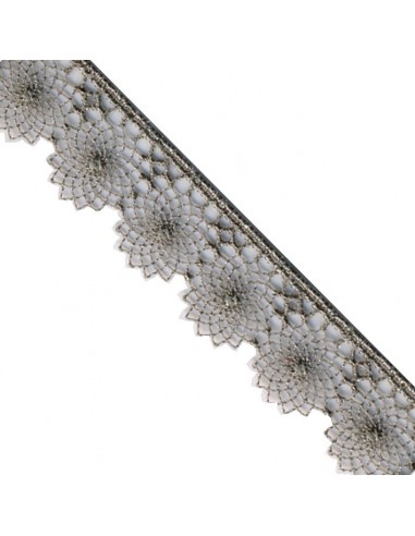 Tulle brodé Rosaces 16mm Ciment