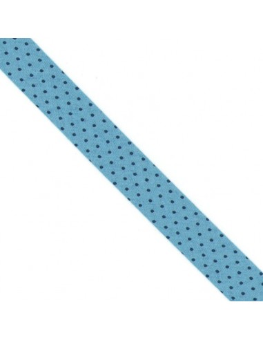 Biais coton 20mm Azur à Pois Marine