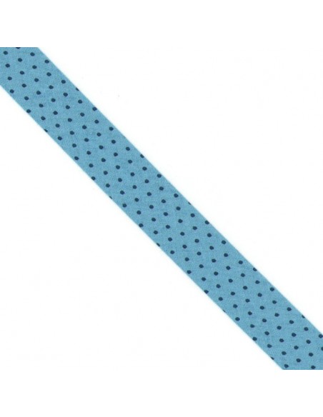 Biais coton 20mm Azur à Pois Marine