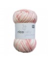 Pelote Rico baby cotton soft print dk rose/blanc