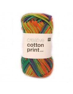 Pelote Creative cotton print aran lilas/orange