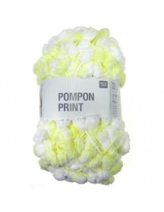 Pelote Creative pompon print blanc-citron