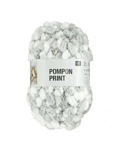 Pelote Creative pompon print gris-blanc