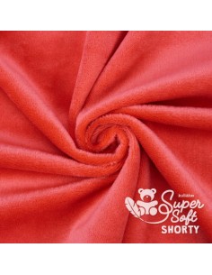 Coupon de tissu peluche shorty rouge